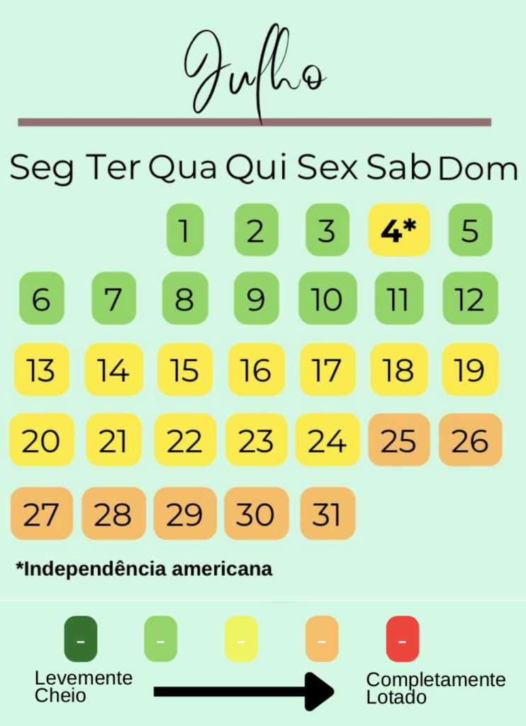 
Shows em Orlando e Tampa – Julho 2025
Julho em Orlando vai muito além dos parques temáticos — é também um mês recheado de grandes shows, eventos culturais e experiências musicais memoráveis. Para quem quer estender a diversão para além da Disney e da Universal, vale ficar de olho na programação de Orlando, Tampa e arredores, que contam com apresentações para todos os estilos.
O destaque esse mês é:
LIONEL RICHIE + EARTH, WIND & FIRE
📅 25 DE JULHO
📍 KIA CENTER – ORLANDO
👉 Ingressos Ticketmaster – Lionel Richie (Orlando)
👉 Ingressos SuperIngressos – Lionel Richie (Orlando)
(Importante: O Ponto Orlando somente disponibiliza os links para a compra de ingressos. De maneira alguma, nos responsabilizamos ou podemos gerenciar a venda dos ingressos, isso fica a cargo, EXCLUSIVAMENTE, da Ticketmaster ou da SuperIngressos, dependendo de sua opção. Em caso de dúvidas, questionamentos e/ou reclamações, busque DIRETAMENTE, tanto a Ticketmaster como a SuperIngressos. Repetindo: não nos responsabilizamos por essas vendas, somente disponibilizamos os links.
Compras em Julho
Julho é mês de férias, calor intenso e… muitas sacolas! A temporada de verão nos Estados Unidos movimenta bastante o varejo, e Orlando, com seus shoppings e outlets gigantescos, é sempre um destino tentador para quem ama fazer compras. Mas atenção: não é um mês de liquidações profundas, e o movimento elevado pode dificultar um pouco a experiência, especialmente em horários de pico.
O que esperar nas lojas e outlets:
Promoções de verão:
Lojas começam a queimar os estoques da coleção de primavera e parte da de verão, preparando espaço para o back-to-school e início das coleções de outono.Ofertas do 4 de julho:
Durante a primeira semana do mês, várias lojas — como Macy’s, Target, Best Buy e Amazon — fazem promoções especiais ligadas ao feriado da Independência. Eletrônicos, roupas casuais e acessórios costumam ter bons descontos.Menos promoções após o feriado:
Depois do dia 5 de julho, o volume de descontos tende a cair. Mesmo assim, dá para encontrar boas oportunidades em lojas como Ross, Marshalls, Burlington e TJ Maxx, onde a rotatividade de produtos é alta.Preços ajustados para a alta temporada:
Com o número elevado de turistas, os preços base dos outlets e shoppings podem não ser os mais agressivos do ano, especialmente em marcas premium. Ainda assim, vale a pena usar aplicativos de cupons (como o Simon Savings Passport ou apps específicos das lojas).Lojas cheias, especialmente à tarde e nos fins de semana:
Se quiser evitar muvuca, vá logo na abertura (por volta das 10h) e prefira os dias de semana.
Dicas estratégicas:
Use apps de cashback e cupons digitais, como Rakuten ou Honey, para conseguir descontos adicionais mesmo nas compras presenciais.
Evite deixar compras para o final do dia, quando o cansaço e as multidões atrapalham. Planeje como parte do seu roteiro, e evite combinar com ida a parques no mesmo dia.
Se você busca eletrônicos, fique de olho em promoções relâmpago online — Best Buy e Amazon costumam alinhar seus descontos com feriados, e é possível pedir entrega no hotel.
Hotéis em Orlando – Julho 2026
Julho costumava ser um dos meses mais concorridos e com uma média de preços de diárias mais elevada… Mas isso tem mudado com o declínio do movimento na temporada.
Muita atenção que em julho tanto a Disney como a Universal tem feito promoções para seus resorts!
Perguntas Frequentes – FAQ
Julho é uma boa época para visitar Orlando?
Sim, desde que você esteja preparado para o calor e a umidade. Julho oferece dias longos e programação especial (incluindo o feriado de 4 de julho).
Com planejamento e flexibilidade, dá para curtir bastante — especialmente aproveitando atrações aquáticas e programando bem os horários.
Os parques estarão muito cheios?
Não tanto quanto você imagina. Apesar da fama de mês lotado, julho tem registrado movimento menor nos últimos anos, inclusive no feriado do dia 4.
Vai chover? E se chover?
Vai sim. Julho é um dos meses mais chuvosos do ano, com chuvas quase diárias — geralmente rápidas e intensas, no fim da tarde.
Nada que vá estragar a viagem, mas é importante ter um plano B para essas horas: faça atrações internas, use capas de chuva e leve um calçado extra se puder.
Os parques aquáticos estarão funcionando?
Sim! E são uma das melhores opções para julho.
Você terá à disposição:
Disney’s Typhoon Lagoon e Blizzard Beach (ambos abertos em 2026)
Universal’s Volcano Bay
SeaWorld’s Aquatica
Island H2O Water Park
E ainda pode aproveitar locais naturais como Kelly Park (Rock Springs).
Conclusão – Julho em Orlando 2026
Apesar do calor e da umidade — que são, sim, desafiadores —, julho pode ser uma época maravilhosa para visitar Orlando. Dias longos, festas patrióticas, atrações aquáticas em pleno funcionamento, estreias nos parques e um clima de férias no ar tornam essa temporada vibrante e cheia de energia.
Além disso, é importante lembrar que, ao contrário da fama de “mês lotado”, julho não está entre os mais cheios dos últimos anos — e isso pode representar uma ótima oportunidade para quem sabe se planejar com atenção.
Com organização, escolhas estratégicas e as dicas certas, dá para driblar o calor, aproveitar os melhores momentos do dia e fazer de julho uma viagem inesquecível para toda a família.
Alguns links para complementar as informações:
– Para o post que ajuda sobre o MOVIMENTO NOS PARQUES DISNEY, clique AQUI.
– Para o post sobre HOTÉIS BARATOS EM ORLANDO, clique na frase a seguir: Hotel barato em Orlando. Hotéis BBB.
– Quer baixar o calendário de movimento nos parques para 2026. Clique AQUI.
– Lembre-se que o Ponto Orlando conta com uma agência de viagem parceira, a TIO ORLANDO VIAGENS. Com eles vocês podem cotar desde passagens aéreas, hotéis e até ingressos de parques. Como seguidor do Ponto Orlando, você pode contar com descontos – use o código “pontoorlando” no campo de Código de Cupom de desconto no website da Tio Orlando Viagens (clique AQUI), ou melhor, faça um contato direto via o WhatsApp com o identificador do Ponto Orlando (é só clicar AQUI).
![Julho em Orlando Calendário